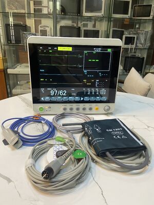12.1인치 컬러 LCD 디스플레이 멀티 파라미터 환자 모니터 6 파라미터 (ECG/HR/RESP/SPO2/NIBP/Temp) 및 트롤리/벽 브래킷 설치