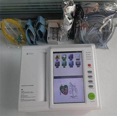 ECG 기기 12 채널 휴대용 핸드헬드 심전도 모니터 (10.2인치 컬러 터치스크린 및 내장 배터리 포함)